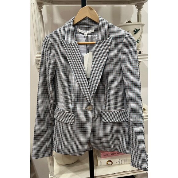 Veronica $698 Beard Cutaway Dickey Jacket Size 6 Houndstooth Multi One Button - Picture 2 of 7